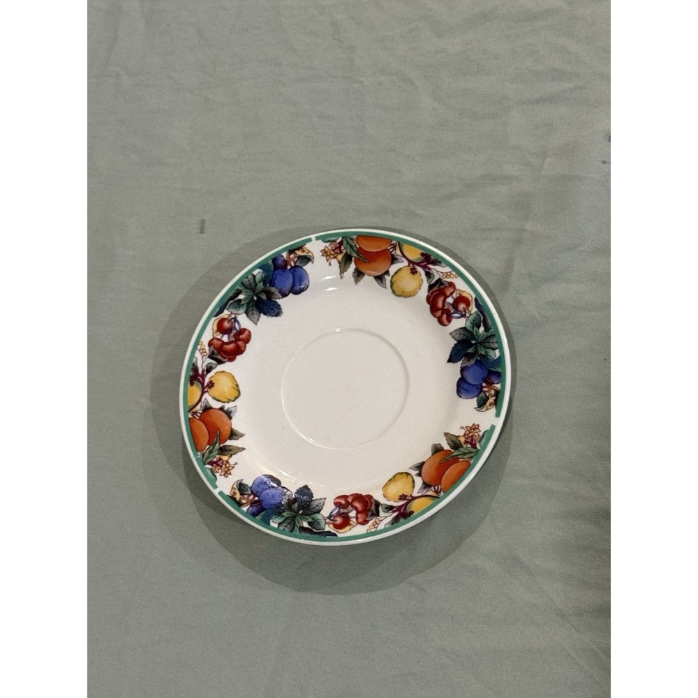 Maplehill Stoneware Harvest Fruit Set 2 Salad Plates 8" & 2 Saucers Vintage - Picture 6 of 7